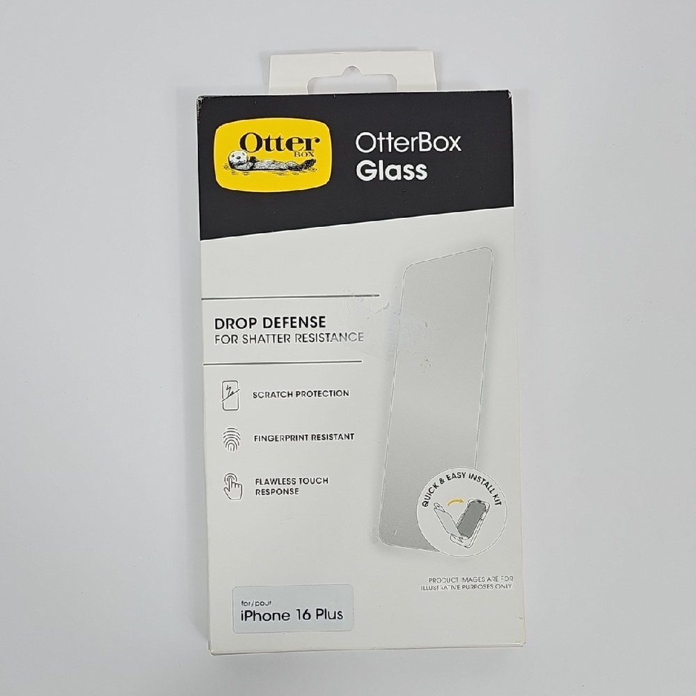 NIB OtterBox Glass iPhone 16 Plus Screen Protector Drop Defense Fingerprint